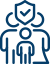 Icon of family with protection symbol